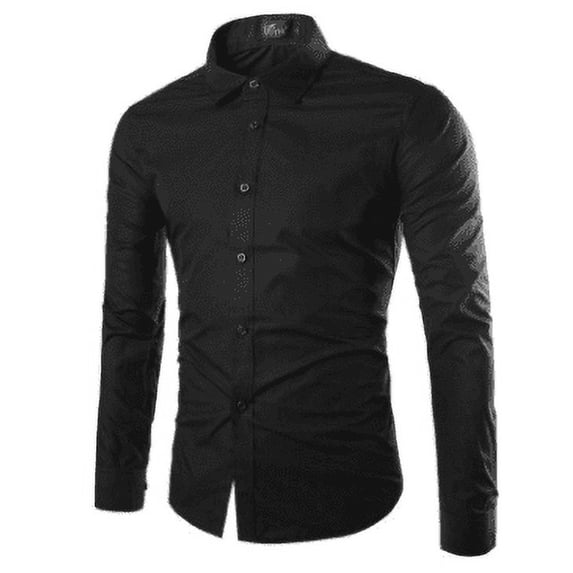 Hirigin Men's Dress Shirts Solid Long Sleeve Button Up Slim Fit Business Casual Formal Dress Shirt
