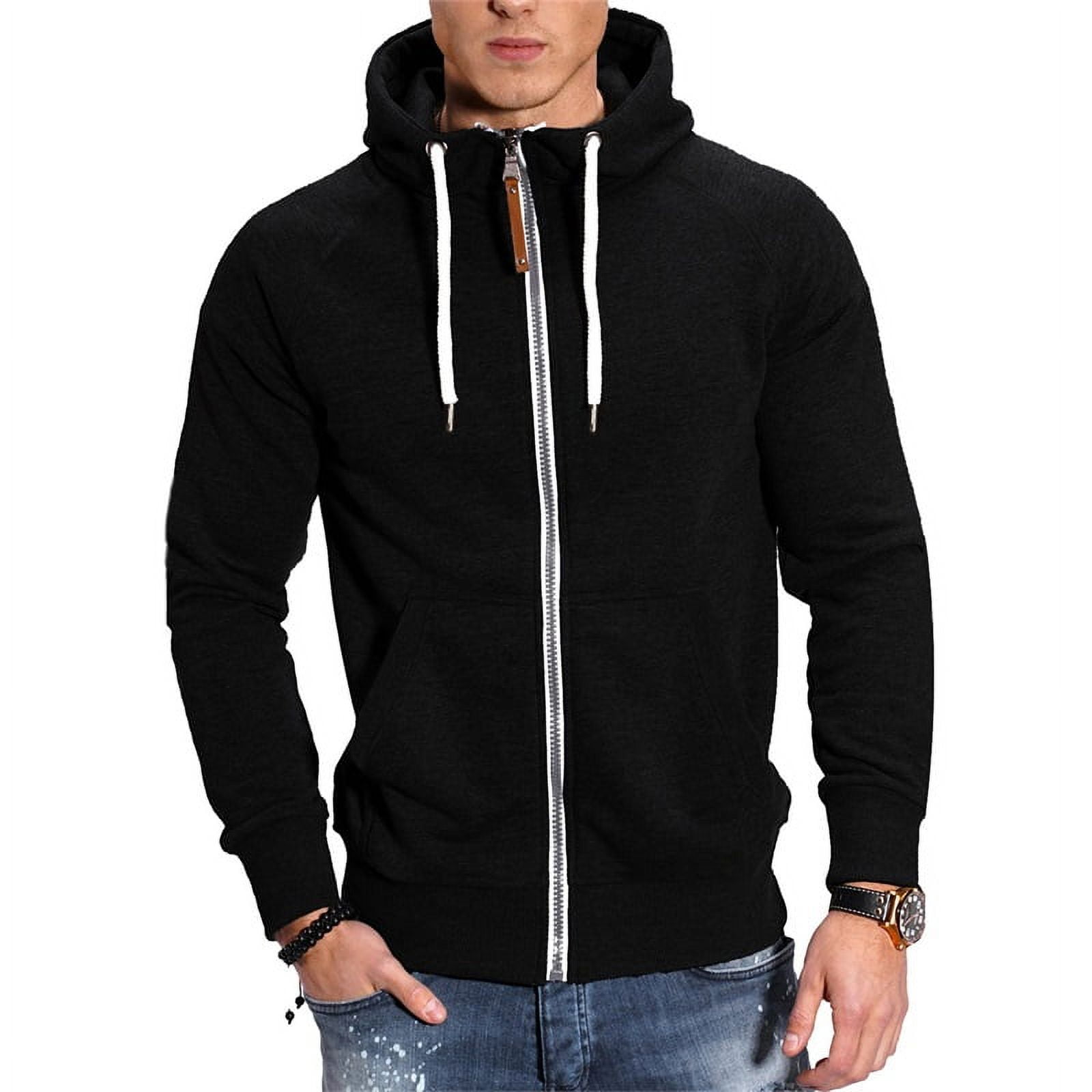 Ohoo Men's Zip-Up Hoodie With Pockets - Long Sleeve Full-Zip Hooded Sweatshirt, Navy, X-Large - View #7