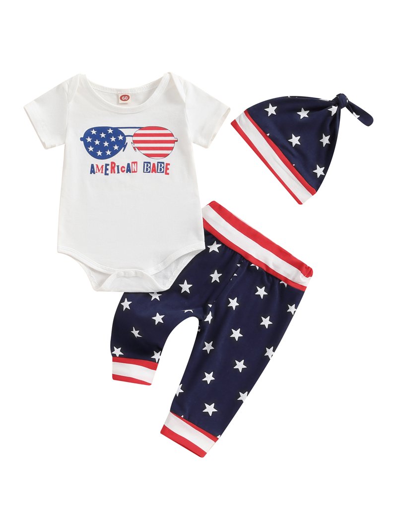 Hirigin My First 4th of July Baby Boy Outfit Newborn Short Sleeve