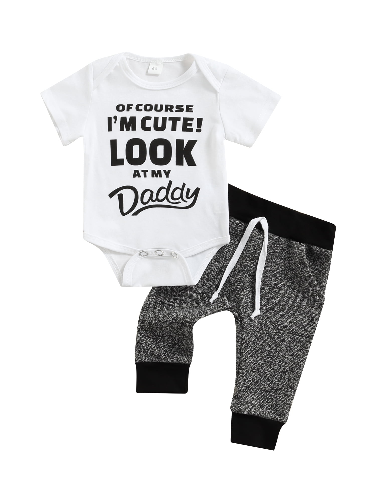 Hirigin Newborn Baby Boy Clothes 3 6 9 12 18 Month Letter Print Short Sleeve Romper Tops Pants 2Pcs Summer Outfit Sets