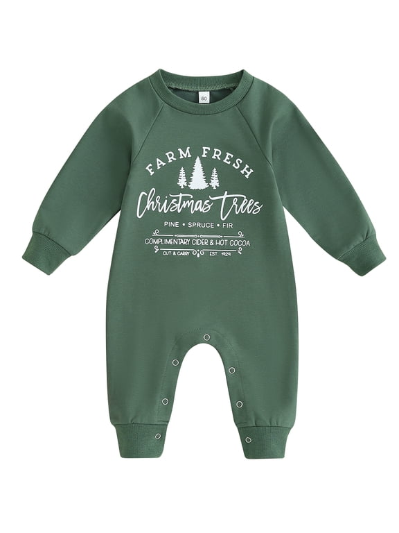 Newborn Baby Boy Girl Christmas Outfit Long Sleeve Letter Tree Print Romper 0 3 6 12 18 Months Fall Winter Jumpsuit