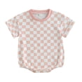 thumbnail image 1 of Hirigin Newborn Baby Boy Girl Clothes Checkered T-Shirt Bubble Romper Oversized Short Sleeve One-Piece Summer Outfit, 1 of 8