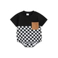thumbnail image 1 of Hirigin Newborn Baby Boy Girl Clothes Checkered T-Shirt Bubble Romper Oversized Short Sleeve One-Piece Summer Outfit, 1 of 8