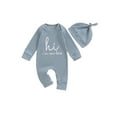 thumbnail image 1 of Hirigin Newborn Baby Boy Girl Clothes Hi I'm New Here Coming Home From Hospital Outfits Gender Neutral One Piece Romper, 1 of 8