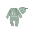 thumbnail image 1 of Hirigin Newborn Baby Boy Girl Clothes Hi I'm New Here Coming Home From Hospital Outfits Gender Neutral One Piece Romper, 1 of 8