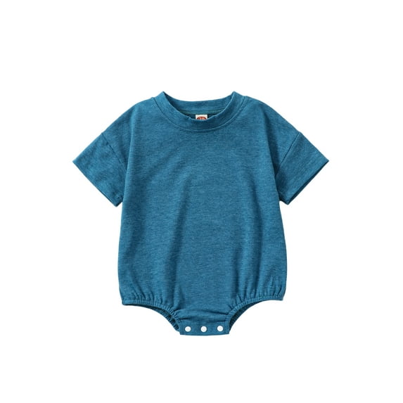 Hirigin Newborn Baby Boy Girl Solid Bubble Romper Short Sleeve Crewneck Bodysuit Jumpsuit 3 6 12 18 Months Summer Clothes