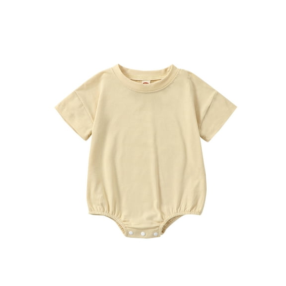 Hirigin Newborn Baby Boy Girl Solid Bubble Romper Short Sleeve Crewneck Bodysuit Jumpsuit 3 6 12 18 Months Summer Clothes