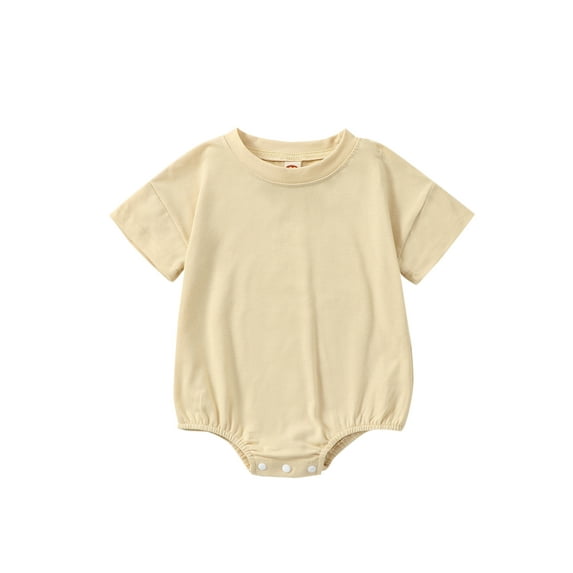 Hirigin Newborn Baby Boy Girl Solid Bubble Romper Short Sleeve Crewneck Bodysuit Jumpsuit 3 6 12 18 Months Summer Clothes