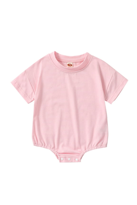 Newborn Baby Boy Girl Solid Bubble Romper Short Sleeve Crewneck Bodysuit Jumpsuit 3 6 12 18 Months Summer Clothes