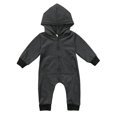 thumbnail image 1 of Hirigin Newborn Baby Boy Girl Solid Color Jumpsuit Hoodie Romper Zipper Long Sleeve One Piece Outfits Warm Clothes, 1 of 7