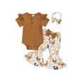 thumbnail image 1 of Hirigin Newborn Baby Girl Farm Outfits 0 3 6 12 18 Months Chicken Print Short Sleeve Romper and Flare Pants Headband 3Pcs Summer Clothes, 1 of 8