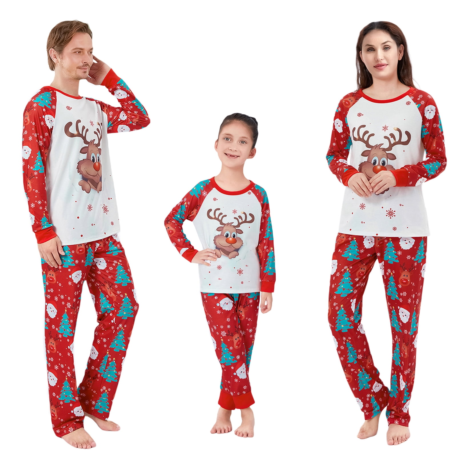 Hirigin Store Christmas Pajamas for Family Cute Deer Print Long Sleeve ...