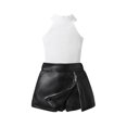 thumbnail image 1 of Hirigin Store Girl Summer Outfit Solid Ribbed Sleeveless Tank Tops Leather Skorts, 1 of 8
