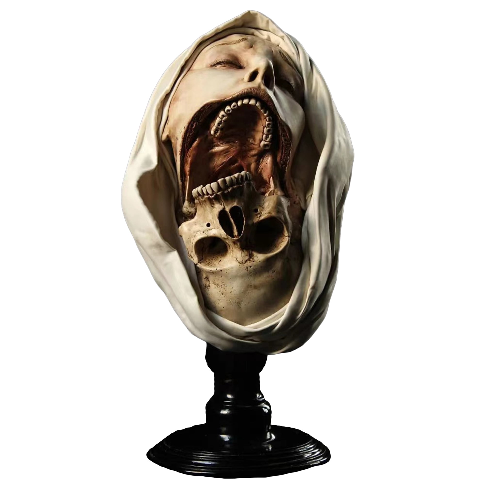Transfiguration Couple Skull Statue - Gothic Resin Art Sculpture For Halloween Decor