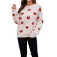 thumbnail image 1 of Hirigin Store Women's Valentine's Day Casual Knitwear Long Sleeve O Neck Heart Print Knit Sweater, 1 of 9