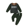 thumbnail image 1 of Hirigin Toddler Baby Boy Fall Winter Outfits Letter Crewneck Sweatshirt Casual Pants 2Pcs Clothes Set, 1 of 8