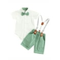 thumbnail image 1 of Hirigin Toddler Baby Boy Gentleman Outfits Short Sleeve Button Bow Tie Romper Shirts Suspender Shorts 3 6 12 18 Months 2T 3T Formal Suits, 1 of 8