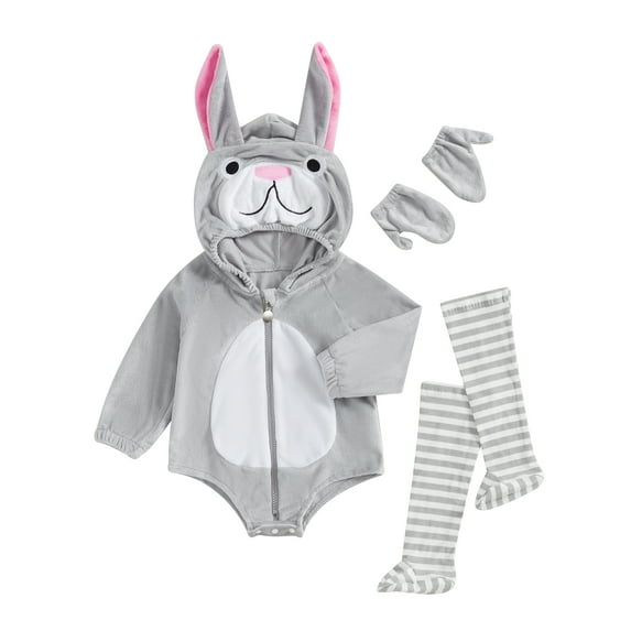Hirigin Toddler Baby Boy Girl Halloween Outfit Infant Animal Cartoon Zip Up Plush Hooded Romper Legging Fall Winter Clothes Set