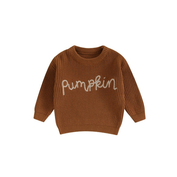 Hirigin Toddler Baby Boy Girl Halloween Sweater Pumpkin Embroidery Warm Pullover Knit Sweaters Sweatshirt Tops Fall Winter Clothes