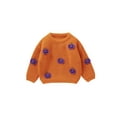 thumbnail image 1 of Hirigin Toddler Baby Boy Girl Halloween Sweater Pumpkin Embroidery Warm Pullover Knit Sweaters Sweatshirt Tops Fall Winter Clothes, 1 of 8