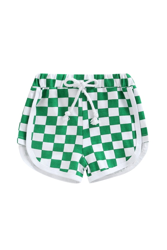 Toddler Baby Boy Girl Summer Shorts Checkerboard Plaid Pants 6 12 18 Months 2T 3T Elastic Waist Drawstring Jogger Short Pants