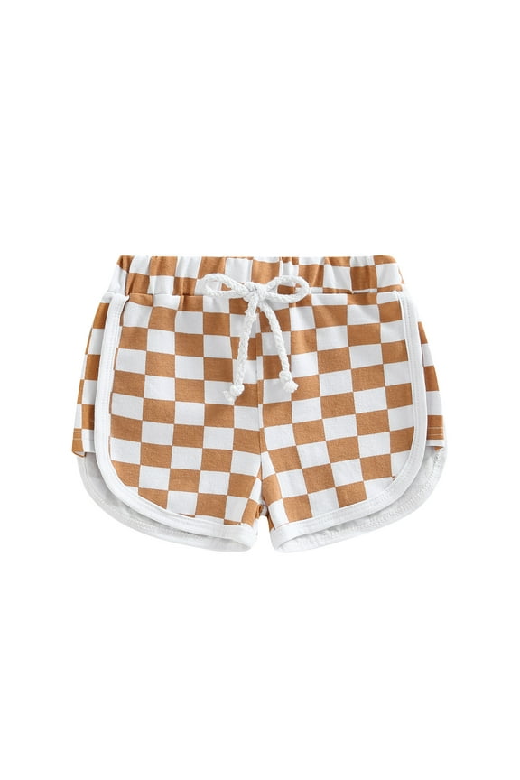Toddler Baby Boy Girl Summer Shorts Checkerboard Plaid Pants 6 12 18 Months 2T 3T Elastic Waist Drawstring Jogger Short Pants