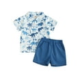 thumbnail image 1 of Hirigin Toddler Baby Boy Outfits 1T 2T 3T 4T 5T 6T Clothes Summer Kids Dinosaur Pattern Short Sleeve Button Down Shirt  Shorts Set, 1 of 8