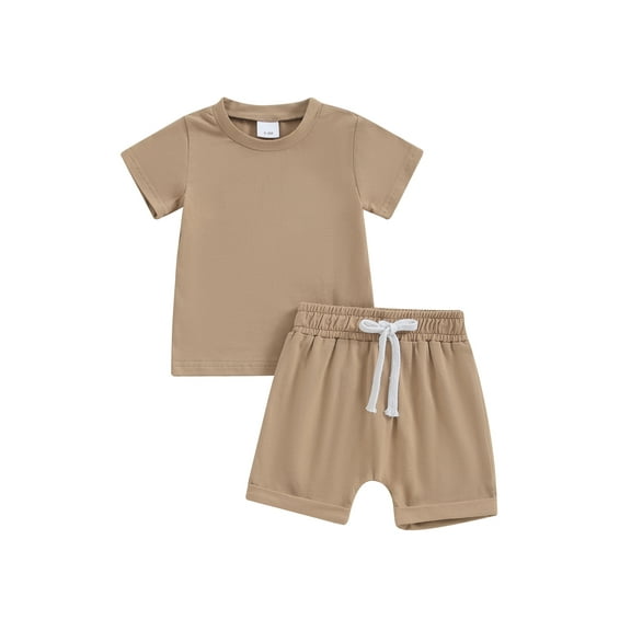 Hirigin Toddler Baby Boy Shorts Clothes Set 6 12 18 Months 2T 3T Short Sleeve Solid Color T-shirt Top and Shorts Casual Summer Outfit