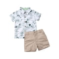 thumbnail image 1 of Hirigin Toddler Baby Boy Summer Outfit Set Coconut Tree Print Short Sleeve Button Down Shirt and Button Shorts 1-6 Years Clothes, 1 of 7