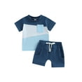 thumbnail image 1 of Hirigin Toddler Baby Boy Summer Shorts Outfits 6 12 18 Months 2T 3T Short Sleeve Contrast Color T-Shirt Tops and Shorts Clothes Set, 1 of 8