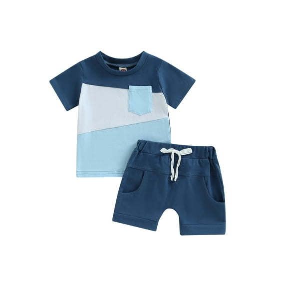 Hirigin Toddler Baby Boy Summer Shorts Outfits 6 12 18 Months 2T 3T Short Sleeve Contrast Color T-Shirt Tops and Shorts Clothes Set