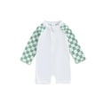 thumbnail image 1 of Hirigin Toddler Baby Boy Swimsuit Checkered One Piece Swimwear Long Sleeve Zipper Rash Guard Beach Bathing Suit, 1 of 8