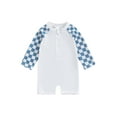 thumbnail image 1 of Hirigin Toddler Baby Boy Swimsuit Checkered One Piece Swimwear Long Sleeve Zipper Rash Guard Beach Bathing Suit, 1 of 8