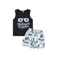 thumbnail image 1 of Hirigin Toddler Baby Boys Shorts Set Seaside Printed Tank Tops and Shorts 2Pcs Little Boy Outfits Summer Clothes Suit, 1 of 8