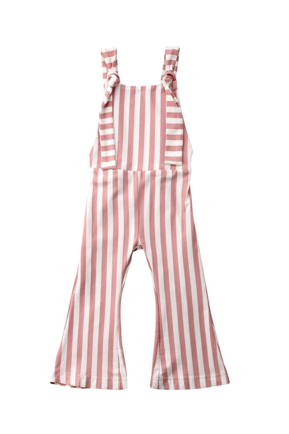 Toddler Baby Girl Bell-Bottom Jumpsuit Pants Striped Overalls Romper Flare Pants Suspender Pants Outfits