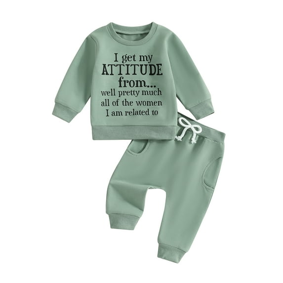 Hirigin Toddler Baby Girl Fall Clothes 6 12 18 Months 2T 3T Funny Letter Print Long Sleeve Crew Neck Sweatshirt Casual Pants Winter Outfit Set