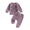 thumbnail image 1 of Hirigin Toddler Baby Girl Fall Clothes 6 12 18 Months 2T 3T Funny Letter Print Long Sleeve Crew Neck Sweatshirt Casual Pants Winter Outfit Set, 1 of 8