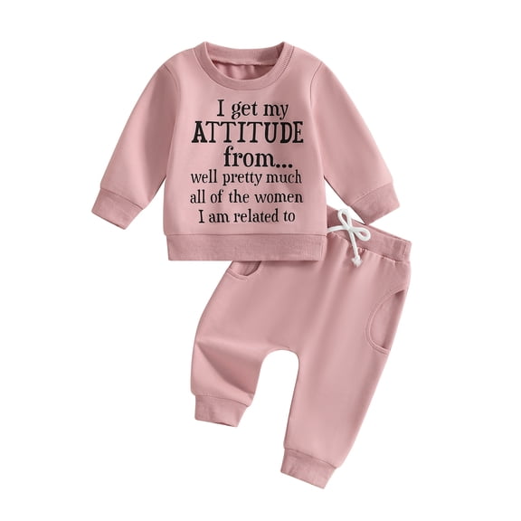 Hirigin Toddler Baby Girl Fall Clothes 6 12 18 Months 2T 3T Funny Letter Print Long Sleeve Crew Neck Sweatshirt Casual Pants Winter Outfit Set