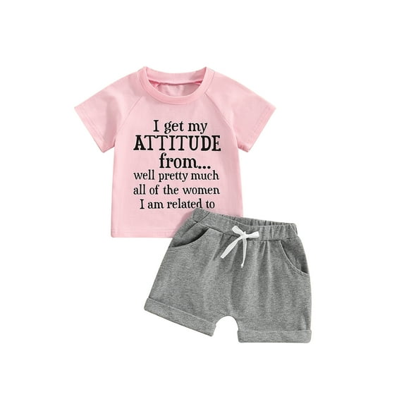Hirigin Toddler Baby Girl Summer Clothes 6 12 18 Months 2T 3T 4T Short Sleeve Letter Print Shirt Tops + Solid Color Shorts 2Pcs Outfits Sets