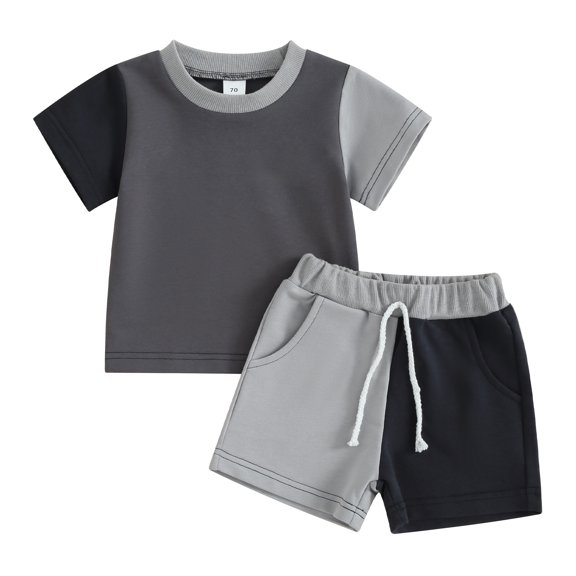 Hirigin Toddler Baby Girl Summer Clothes 6 9 12 18 Months 2T 3T Cotton Outfits Short Sleeve Contrast T-Shirts Tops Shorts Sets