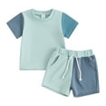 thumbnail image 1 of Hirigin Toddler Baby Girl Summer Clothes 6 9 12 18 Months 2T 3T Cotton Outfits Short Sleeve Contrast T-Shirts Tops Shorts Sets, 1 of 8
