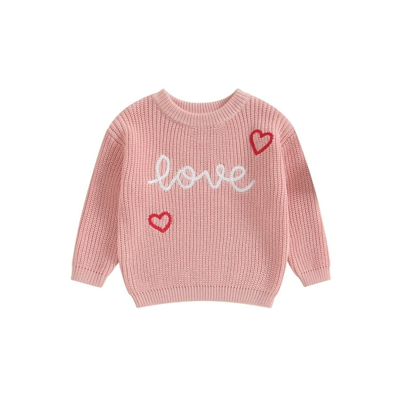 Hirigin Toddler Baby Girl Valentines Day Outfit Love Heart Sweet Long Sleeve Sweater T shirt Crewneck Tops Spring Fall Clothes