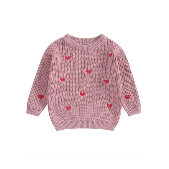 Hirigin Toddler Baby Girl Valentines Day Outfit Love Heart Sweet Long Sleeve Sweater T shirt Crewneck Tops Spring Fall Clothes