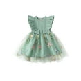 thumbnail image 1 of Hirigin Toddler Girls Princess Dress Flower Embroidery Bowknot Fly Sleeve Casual Dress 6 12 18 Months 2T 3T 4T Kids Summer Dress, 1 of 8