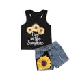 thumbnail image 1 of Hirigin Toddler Kids Baby Girl Sunflower Outfits Sleeveless Tank Top Denim Shorts 1-5 Years Summer Clothes, 1 of 7