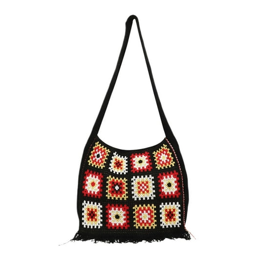 Hirigin Women Crochet Travel Purse Wallet Bohemian Tassel Crossbody Vintage Tote Purse Satchel