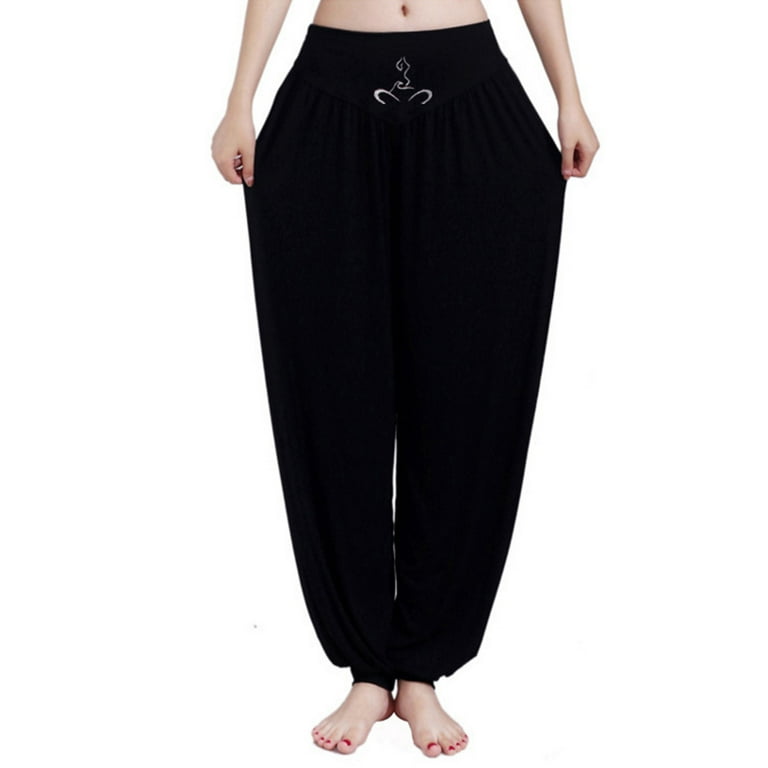 Women Modal Yoga Pants High Waist Wide Leg Dance Harem Pants(xl