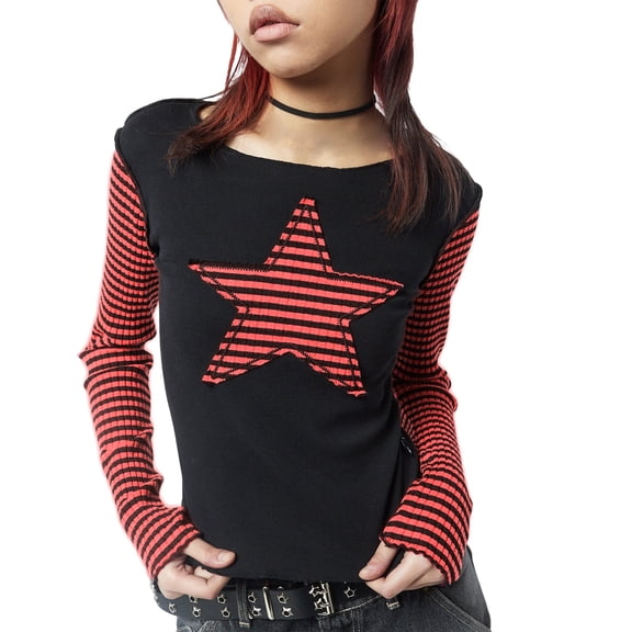 Hirigin Women Star Graphic Print Y2K Baby Tees Crop Tops Fairy Grunge Teens Girls Vintage Aesthetic Shirt Harajuku Streetwear