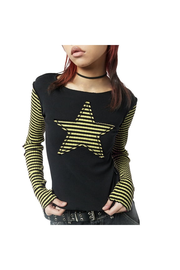 Women Star Graphic Print Y2K Baby Tees Crop Tops Fairy Grunge Teens Girls Vintage Aesthetic Shirt Harajuku Streetwear