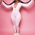 thumbnail image 1 of Hirigin Women Striped One Piece Pajama Union Suit Underwear Set Long Sleeve Christmas Jumpsuit Sleepwear, 1 of 4